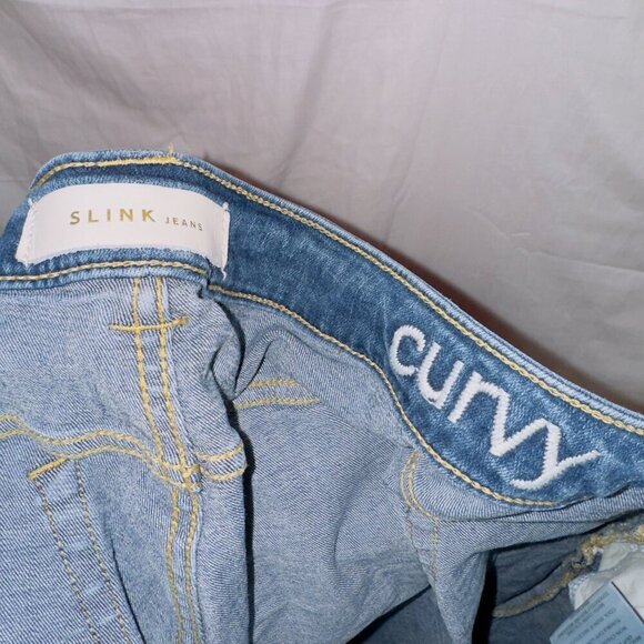 Slink Jeans Medium Wash Denim High Waisted Curvy Flare Leg Jeans size 24 - Picture 2 of 6